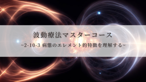 【波動療法マスターコース】2-10-3 病態のエレメント的特徴を理解する（全受講生用 振替/再受講）